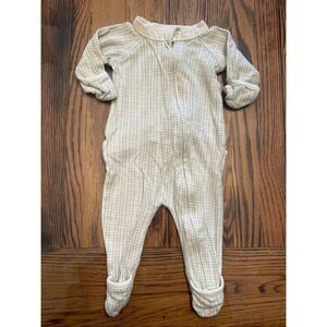 Goumi White Gray Windowpane Full Zip Footed Convertible Footie Size Newborn